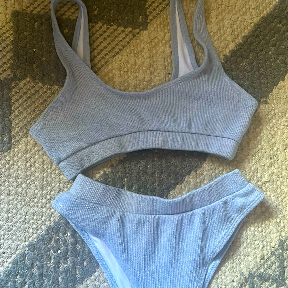 Light blue cloth material bikini
